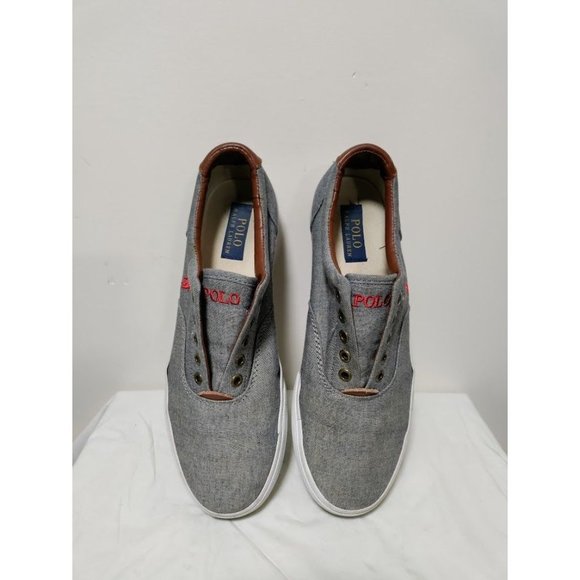POLO Deck Vito Chambray and Leather Laceless Shoes 9.5 - Picture 12 of 12